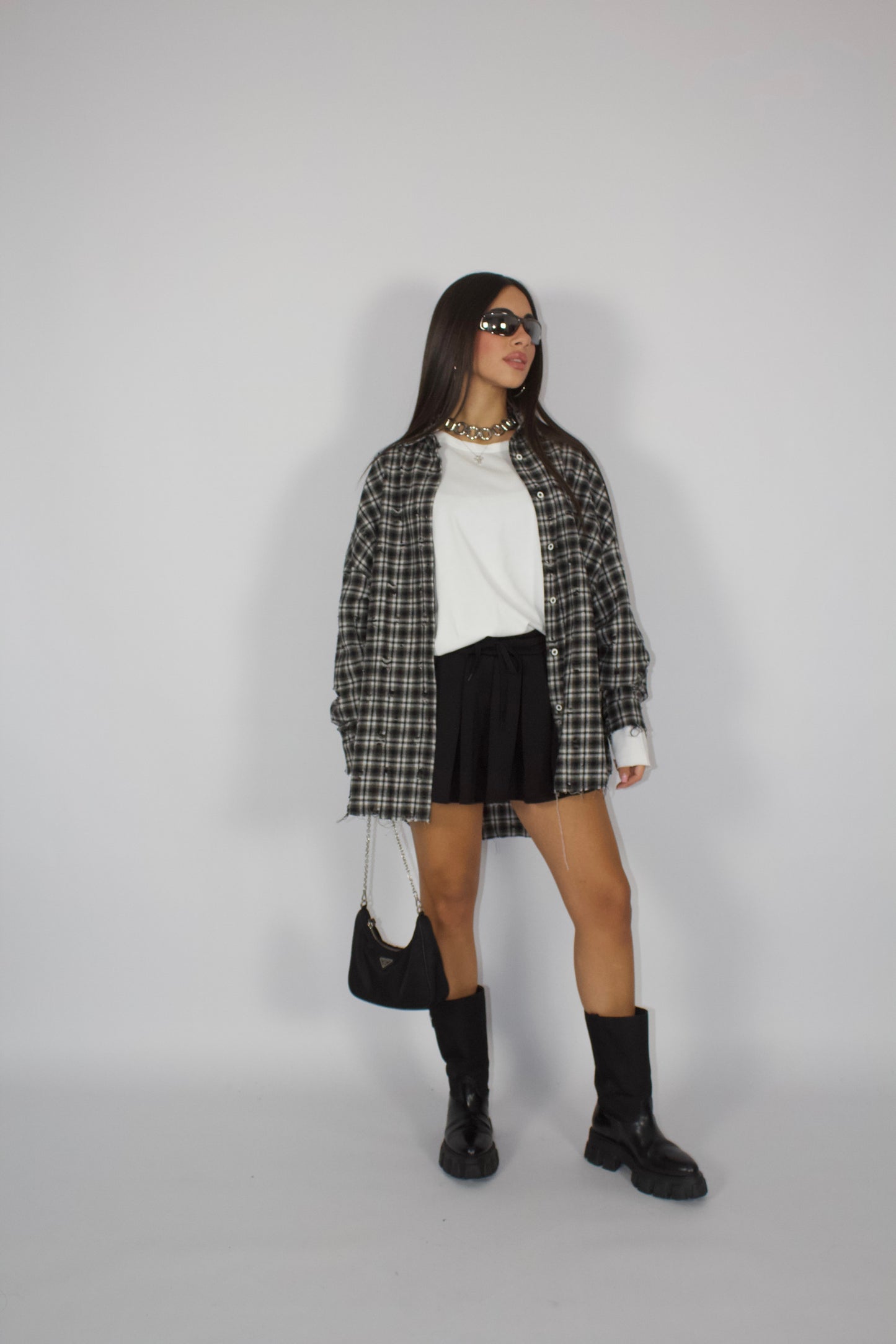 Camicione quadri nero