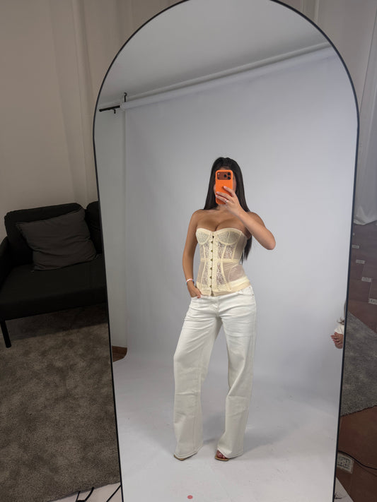 jeans bianco bassa vita